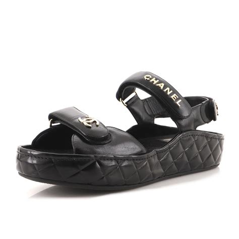 chanel black strap logo sandals|authentic Chanel sandals.